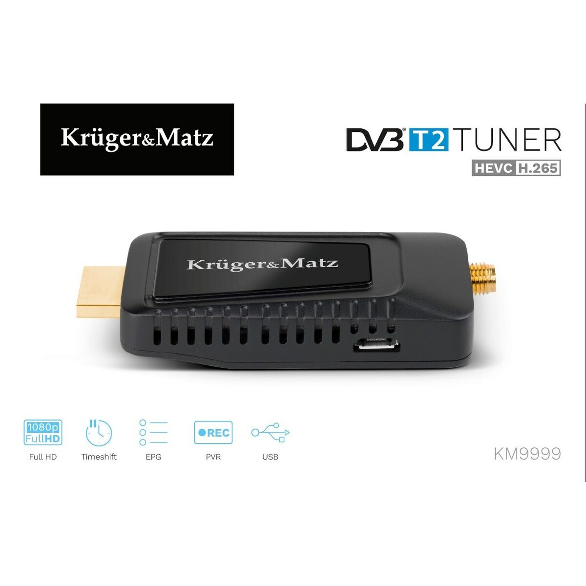 Kruger & Matz Mini tuner KRUGER &amp; MATZ DVB-T2 H.265 HEVC KM9999