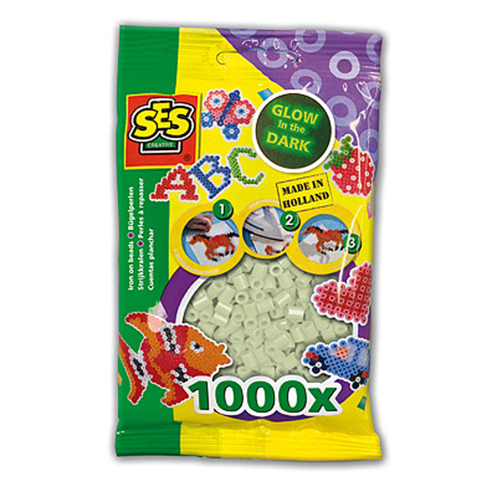 Nažehľovacie korálky SES Creative Beedz žiariace v tme 1000 ks