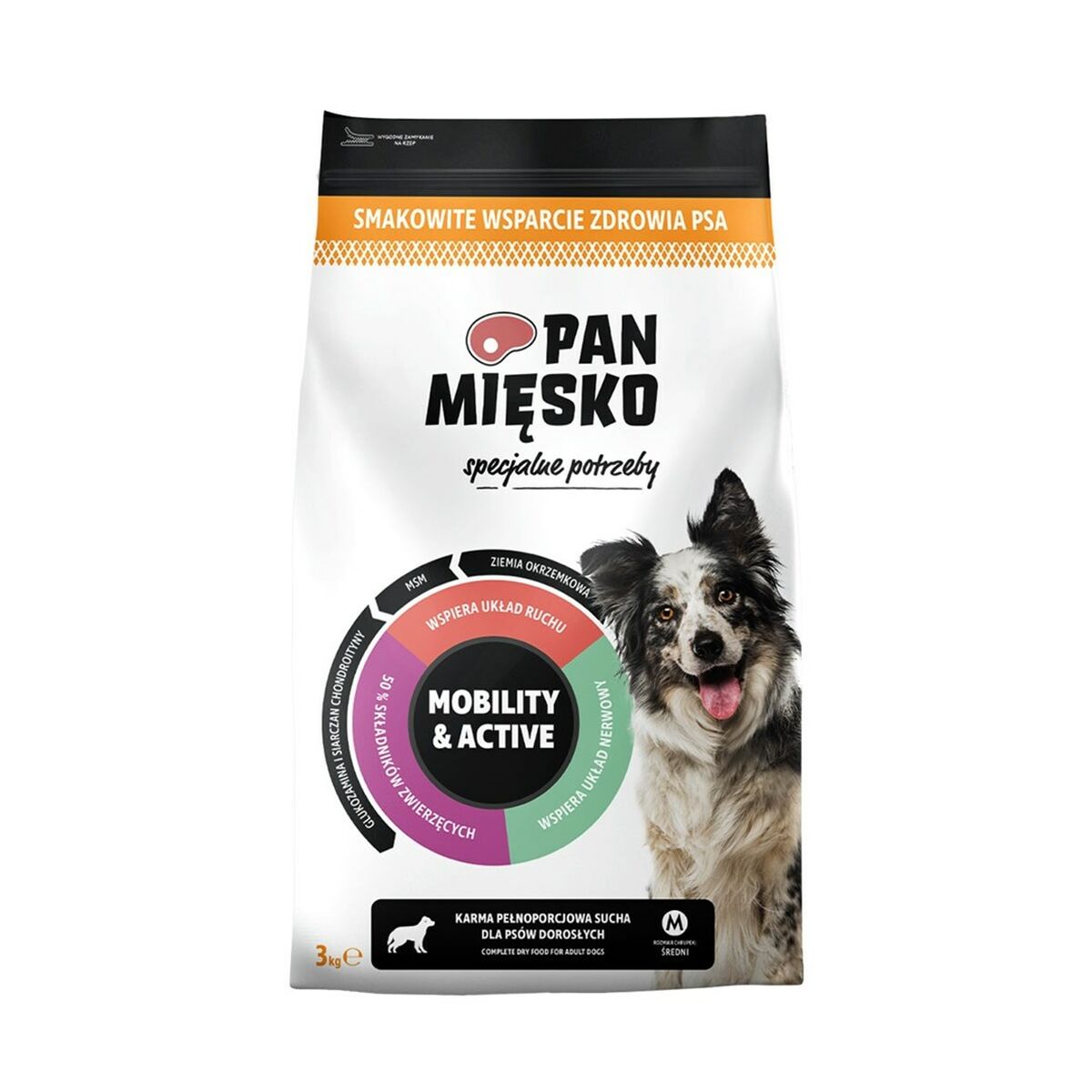 PAN MIĘSKO Špeciálne potreby Mobility &amp; Active - suché krmivo pre psov - 3 kg