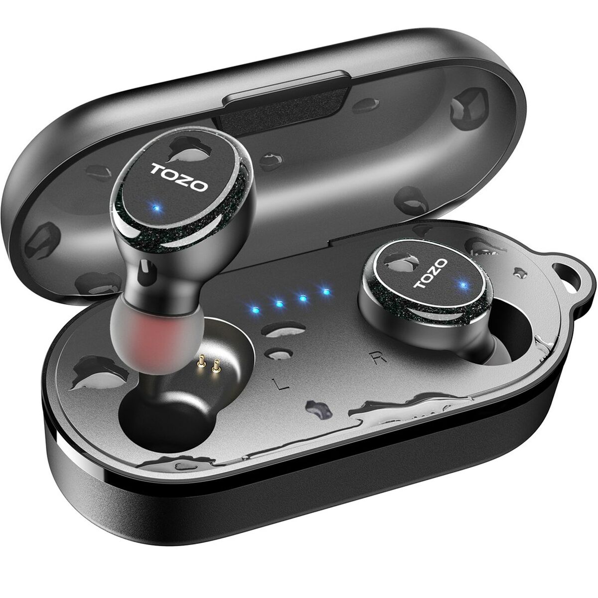 Bezdrôtové stereo (TWS) slúchadlá do uší TOZO T10S s konektorom USB-C, čierne