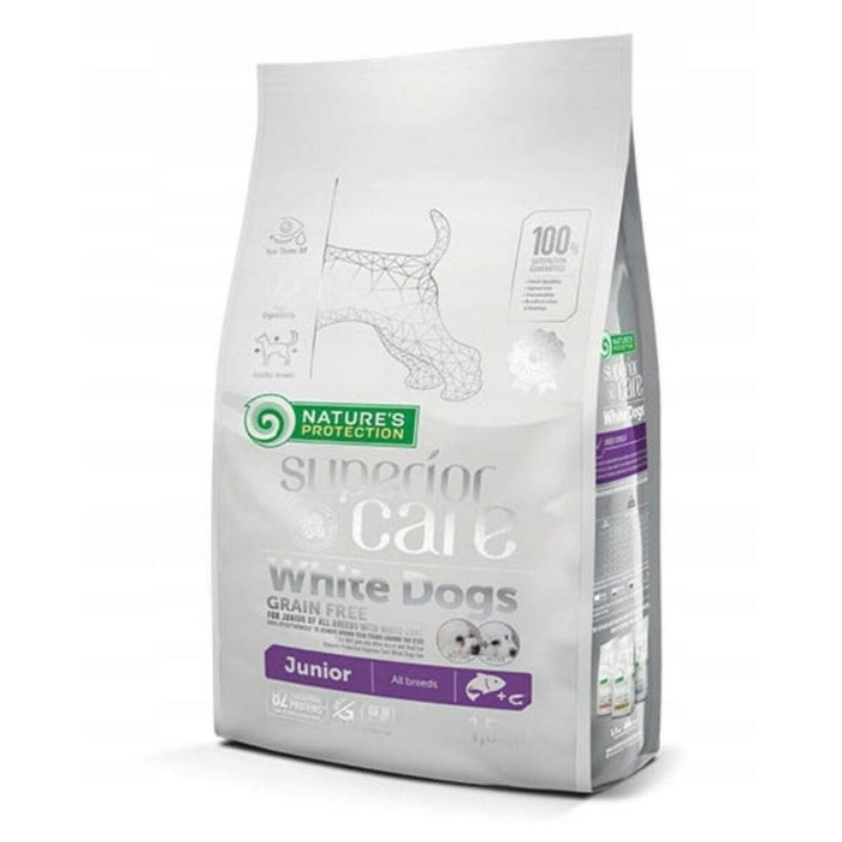 NATURE'S PROTECTION NATURE&#039;S PROTECTION Superior Care White Dogs Grain Free Junior Salmon - suché krmivo pre šteniatka -