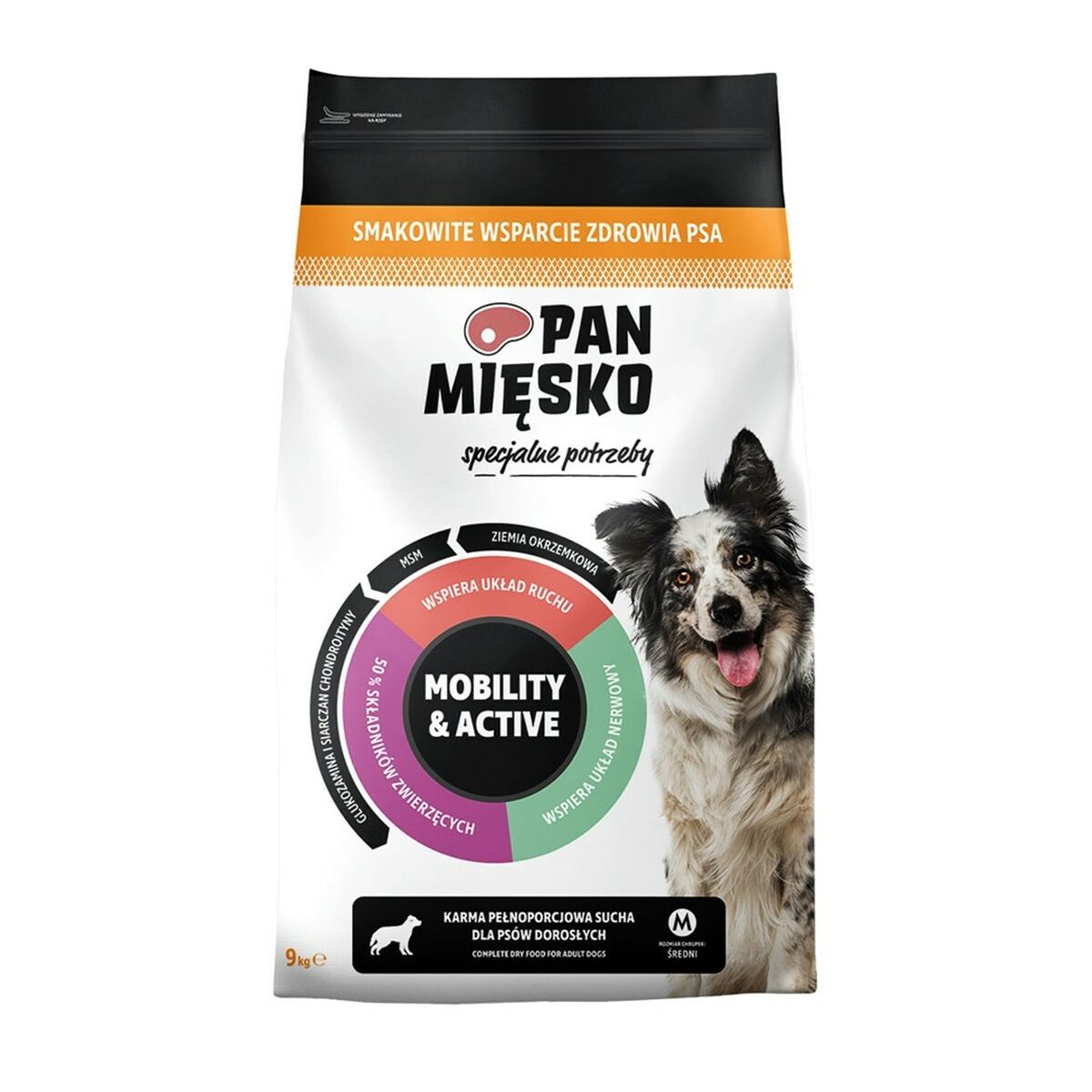 PAN MIĘSKO Špeciálne potreby Mobility &amp; Active - suché krmivo pre psov - 9 kg