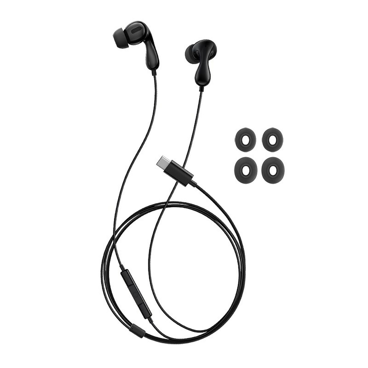 Slúchadlá Baseus Encok CZ20, káblové, do uší, na volania/hudbu, USB-C, čierne