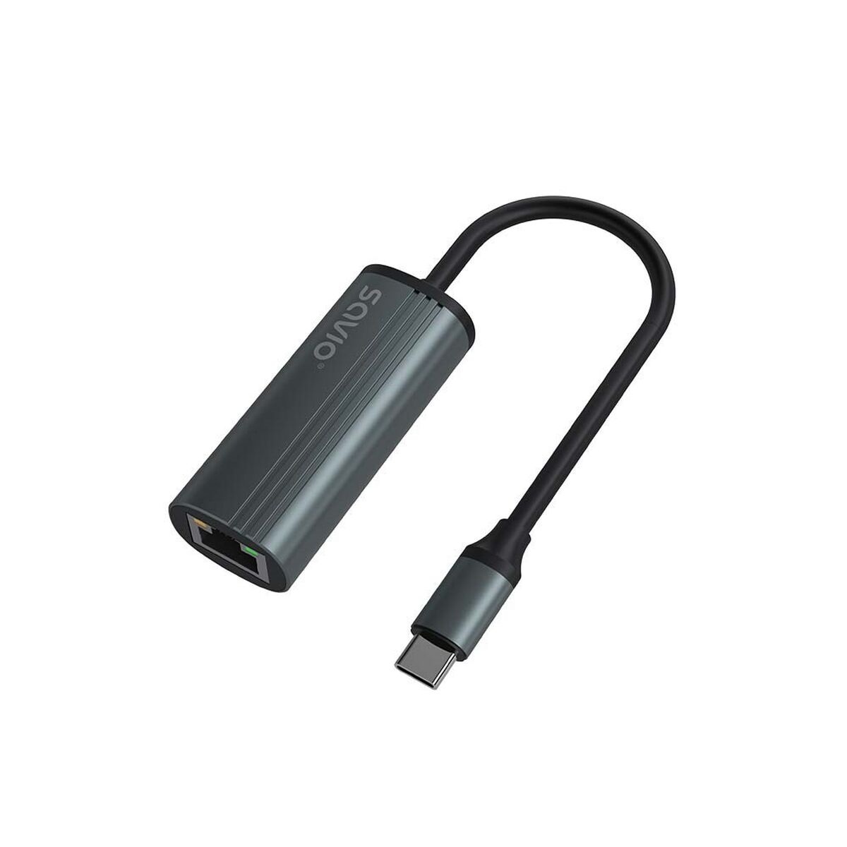 SAVIO adaptér USB-C 3.1 Gen.1 (M) na RJ-45 Gigabit Ethernet (F) 1000 Mbps AK-56 sivý