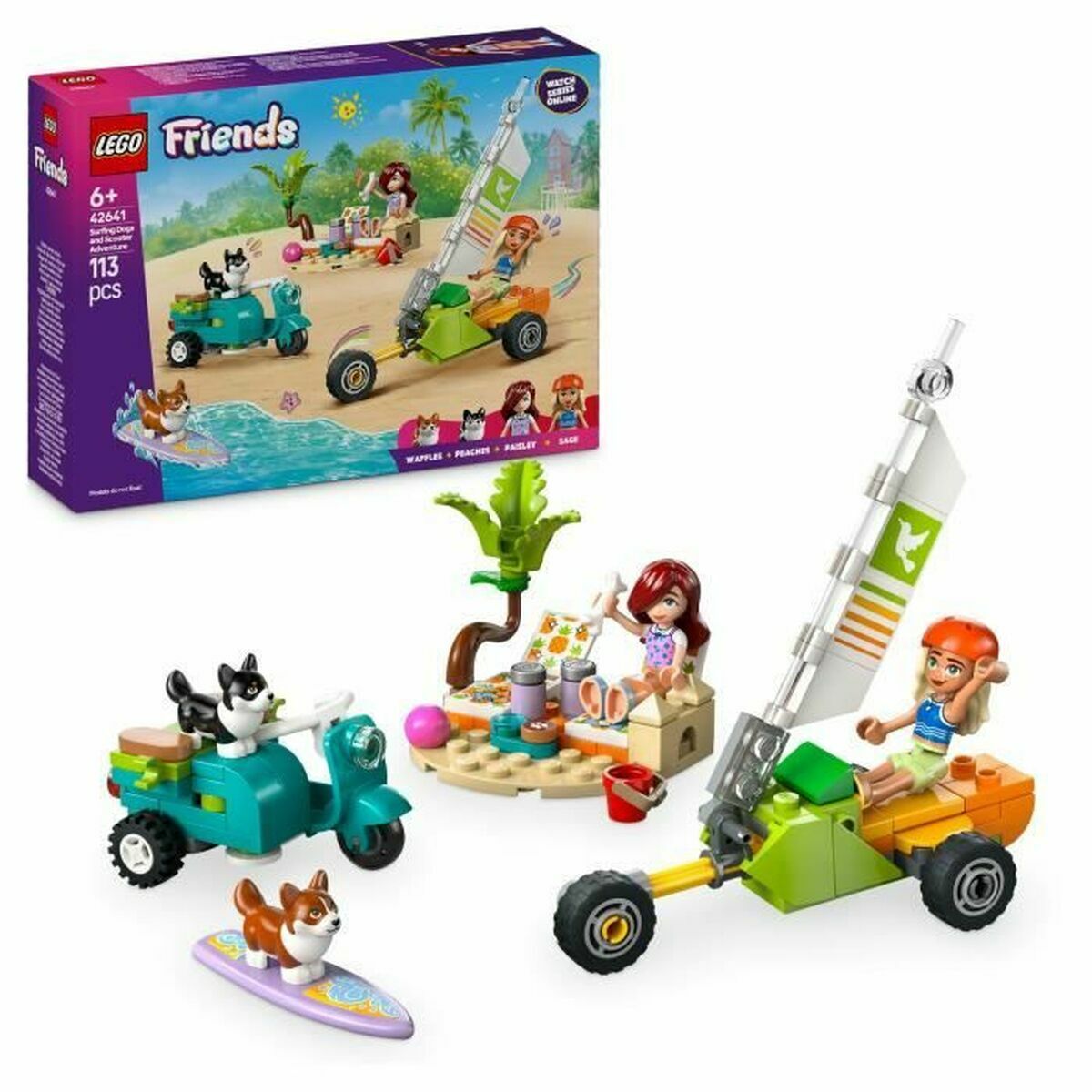 Lego LEGO FRIENDS 42641 Dobrodružstvo so surfujúcimi psami a kolobežkou
