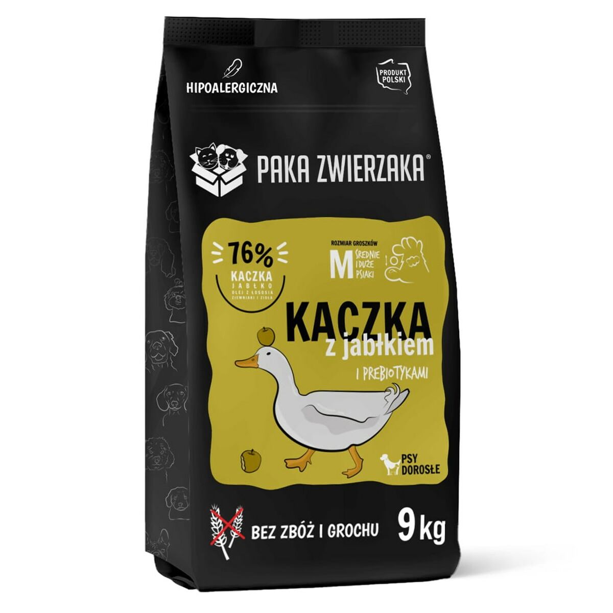 PAKA ZWIERZAKA Kačica s jablkom M - suché krmivo pre psov - 9 kg