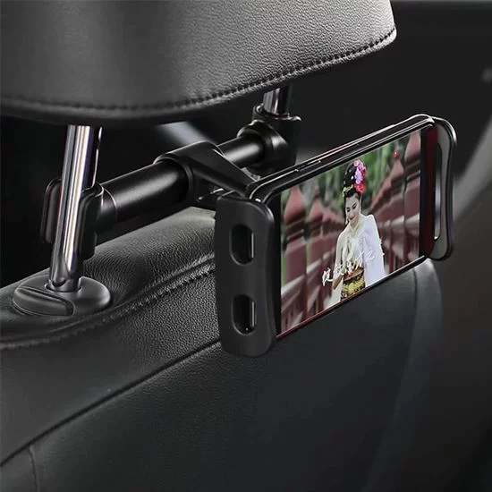 Car seat headrest phone/tablet holder