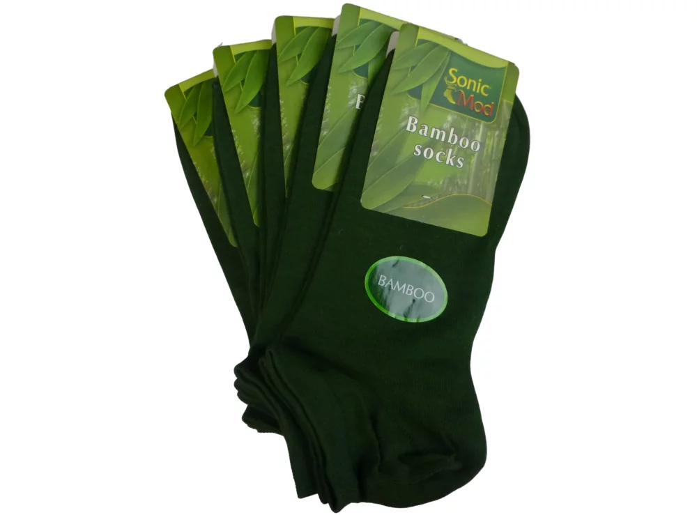 Kotníkové bambusové ponožky 359 - zelené - 5 párů - SonicMod - 39-41