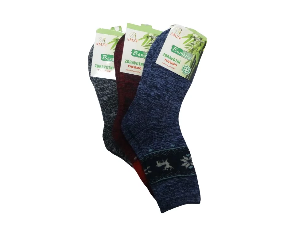 Dámské bambusové zdravotní termo ponožky - 3 páry - AMZF PB-841 - 35-38