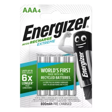 Nabíjacie mikrotužkové batérie EXTREME - 4x AAA - 800 mAh - Energizer