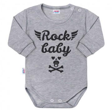 Dojčenské body s dlhým rukávom New Baby Rock baby sivé Dojčenské body s dlhým rukávom New Baby Rock baby sivé