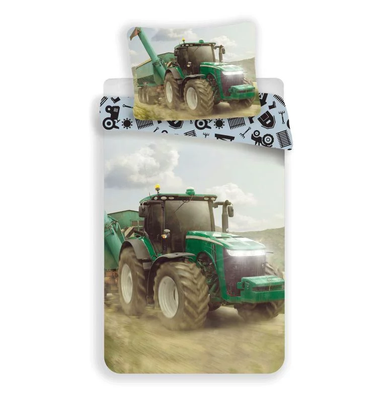 JERRY FABRICS Povlečení - Traktor - zelený - 140 x 200 cm - 70 x 90 cm - Jerry Fabrics