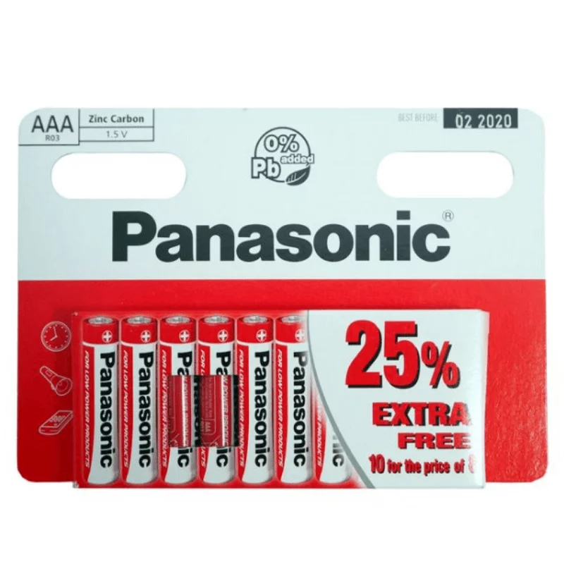 Mikrotužkové batérie Zinc - 10x AAA - Panasonic