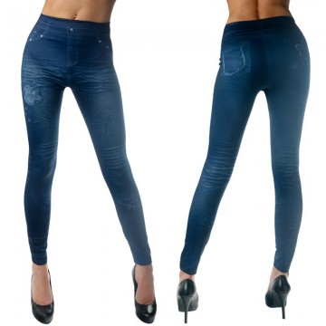 Elasztikus leggings farmer hatás, kék - méret L Elasztikus leggings farmer hatás, kék - méret L