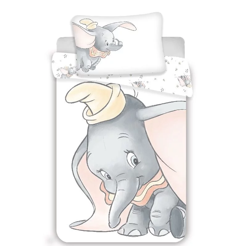 JERRY FABRICS Povlečení do postýlky - Dumbo Grey baby - bavlna - 100 x 135 - 40 x 60 cm - Jerry Fabrics