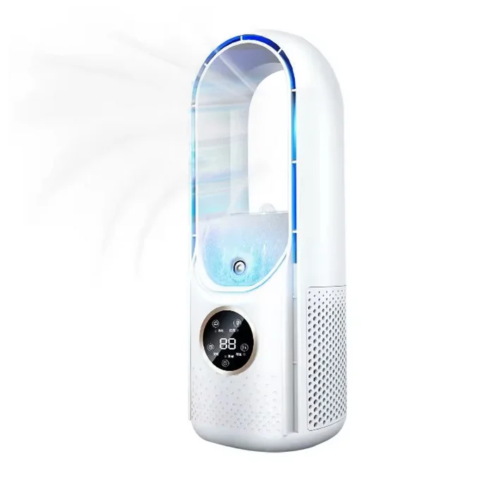 Stolní bezlopatkový ventilátor s LED osvětlením YC-S2 - bílý