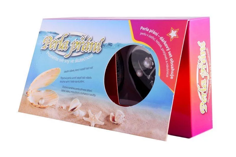 Zaparkorun Perla přání v perlorodce s náušnicemi a prstýnkem