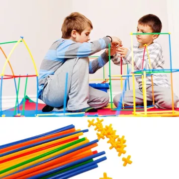 Kreatywne dziecięce klocki konstrukcyjne - słomki - 500 elementów