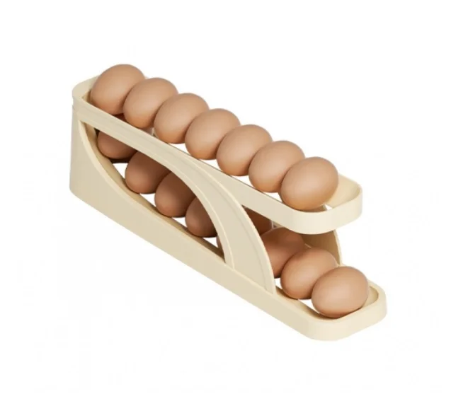 Skládací organizér na vejce do ledničky - 2 řady - béžový