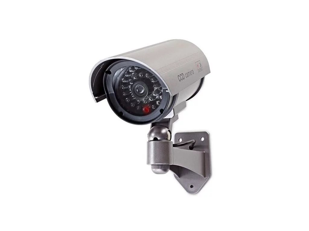Zaparkorun Fiktivní CCTV monitorovací kamera - na baterie - stříbrná