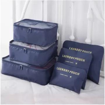 Praktyczne torby podróżne - zestaw organizerów 6szt - ciemnoniebieskie