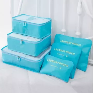 Praktyczne torby podróżne - zestaw organizerów 6szt - jasnoniebieskie