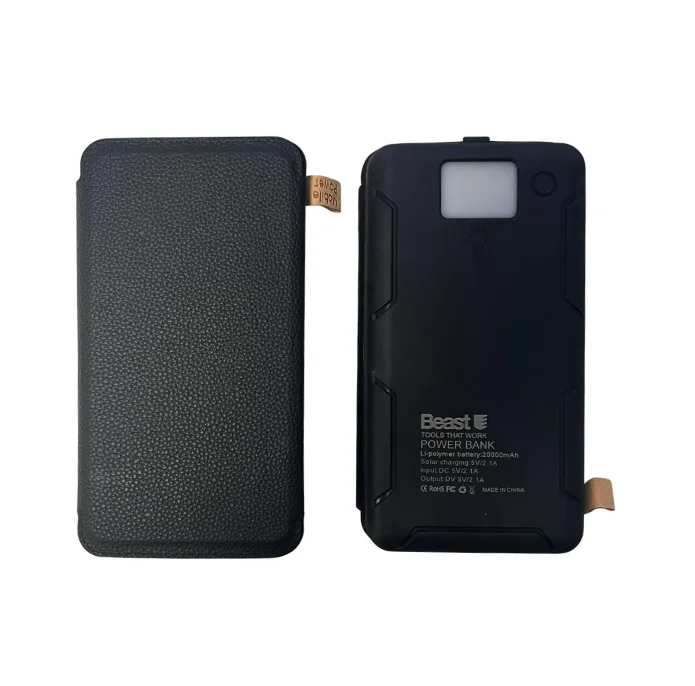 Solární powerbanka se 4 panely Beast 812971 - 20 000 mAh - Li-Polymer - černá