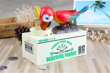 Dziecięca skarbonka papużka - czerwona