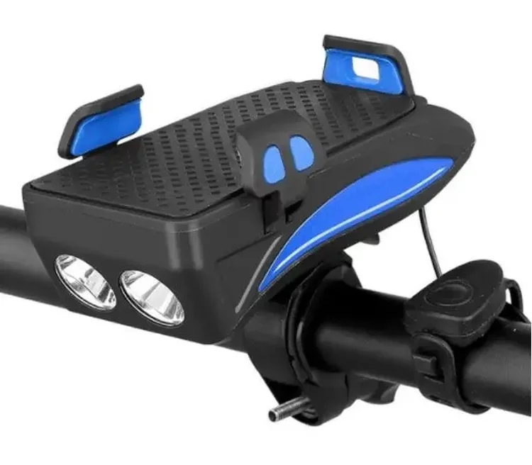 Světlo na kolo Bikerpro 4v1 s držákem na telefon - modrá
