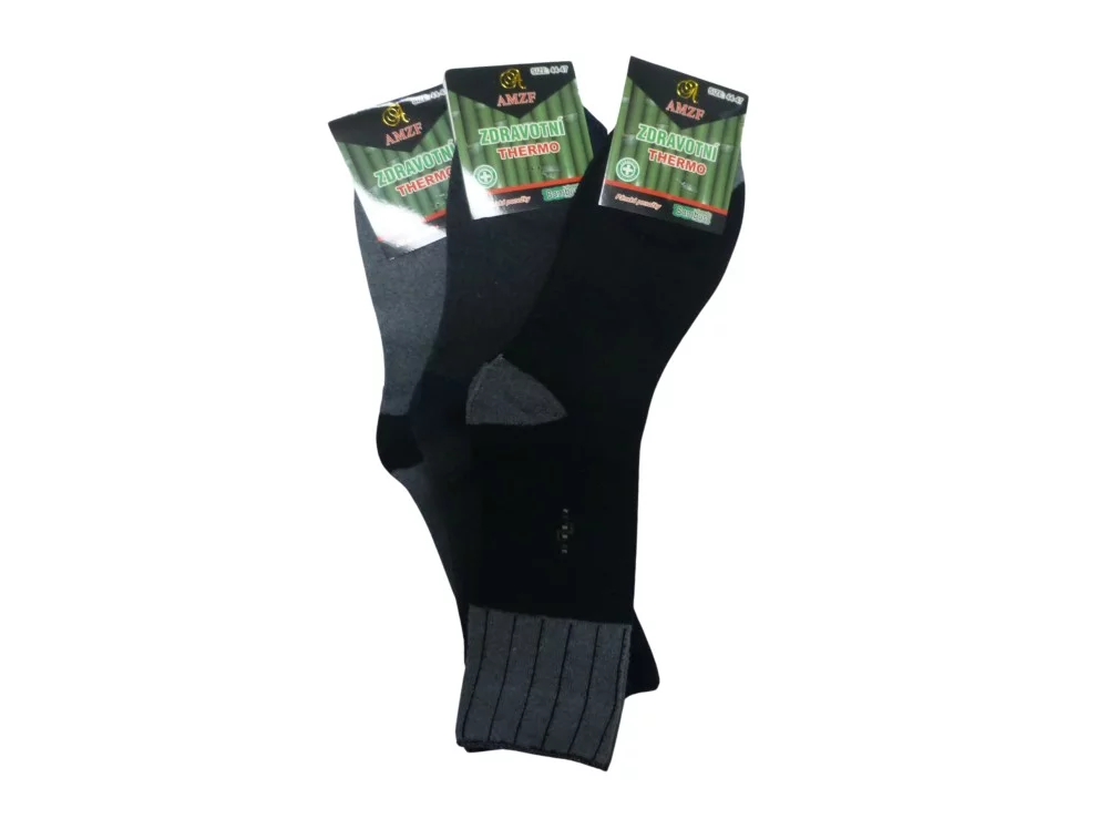 Pánské bambusové zdravotní termo ponožky - 3 páry - AMZF PA-6615 - 44-47
