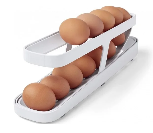 Skládací organizér na vejce do ledničky - 2 řady - bílý