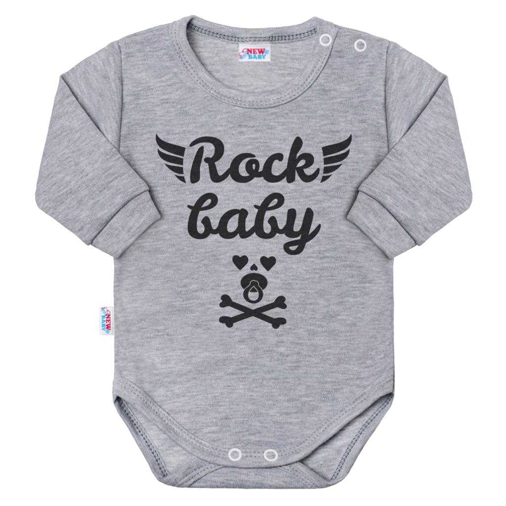 Dojčenské body s dlhým rukávom New Baby Rock baby sivé Dojčenské body s dlhým rukávom New Baby Rock baby sivé