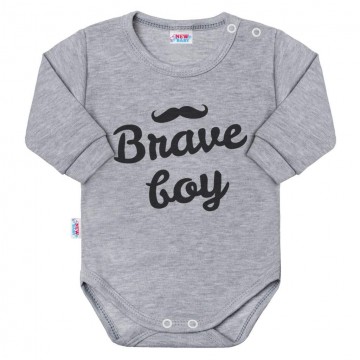 Dojčenské body s dlhým rukávom New Baby Brave boy sivé Dojčenské body s dlhým rukávom New Baby Brave boy sivé