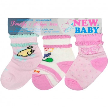 Dojčenské bavlnené ponožky New Baby farebné - 3ks Dojčenské bavlnené ponožky New Baby farebné - 3ks