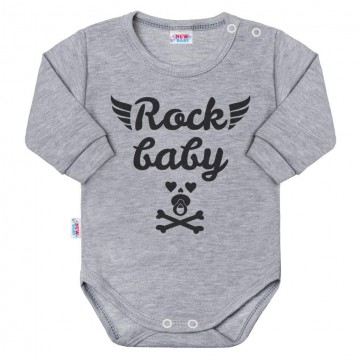 Dojčenské body s dlhým rukávom New Baby Rock baby sivé Dojčenské body s dlhým rukávom New Baby Rock baby sivé