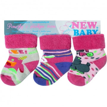 Dojčenské froté ponožky New Baby farebné - 3ks Dojčenské froté ponožky New Baby farebné - 3ks