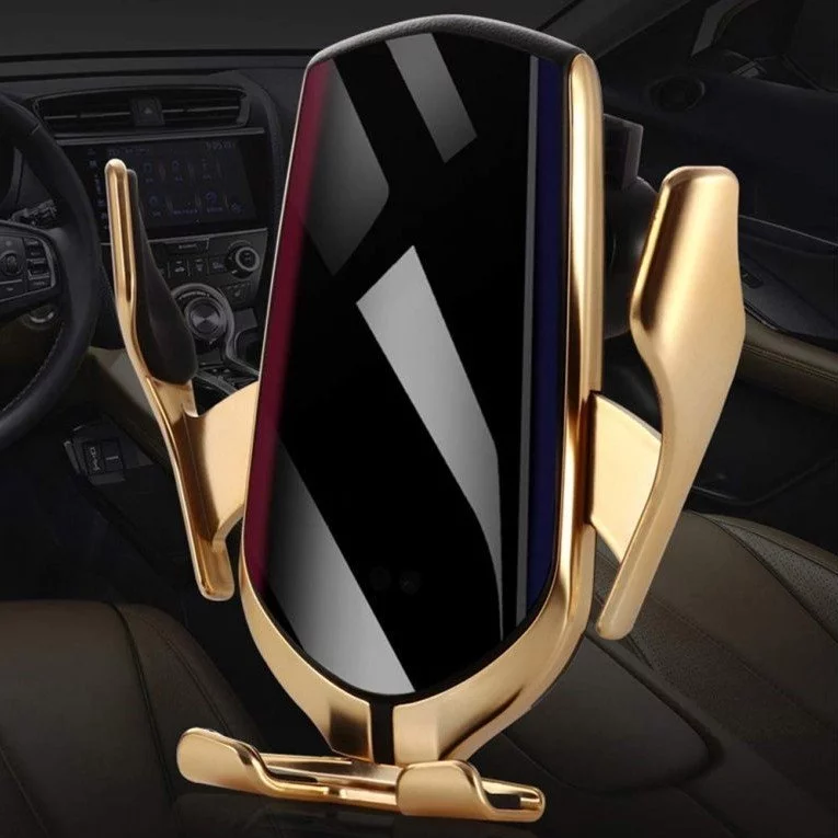 Zaparkorun Bezdrátová nabíječka a držák do auta Lux R1 2 v 1 - zlatý - velký