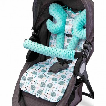 Podložka do kočárku Deluxe Sensillo z Minky polštářkem mátová Podložka do kočárku Deluxe Sensillo z Minky polštářkem mátová