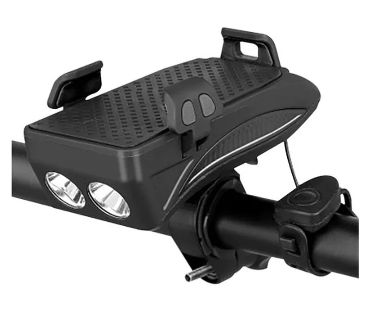 Světlo na kolo Bikerpro 4v1 s držákem na telefon - černá