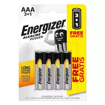 Mikrotužkové batérie Alkaline Power - 4x AAA - 3 + 1 zadarmo - Energizer