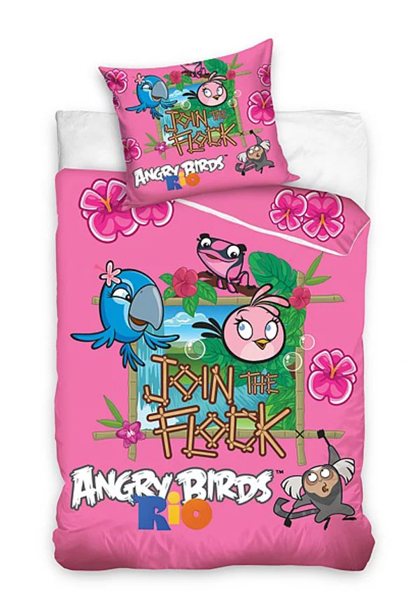 Lenjerie de pat Angry Birds Rio roz