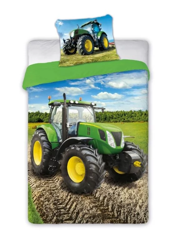 FARO Povlečení - Traktor - zelený - bavlna - 140 x 200 cm - 70 x 90 cm - Faro