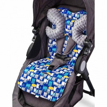 Podložka do kočárku Basic Sensillo z Minky polštářkem šedá Podložka do kočárku Basic Sensillo z Minky polštářkem šedá