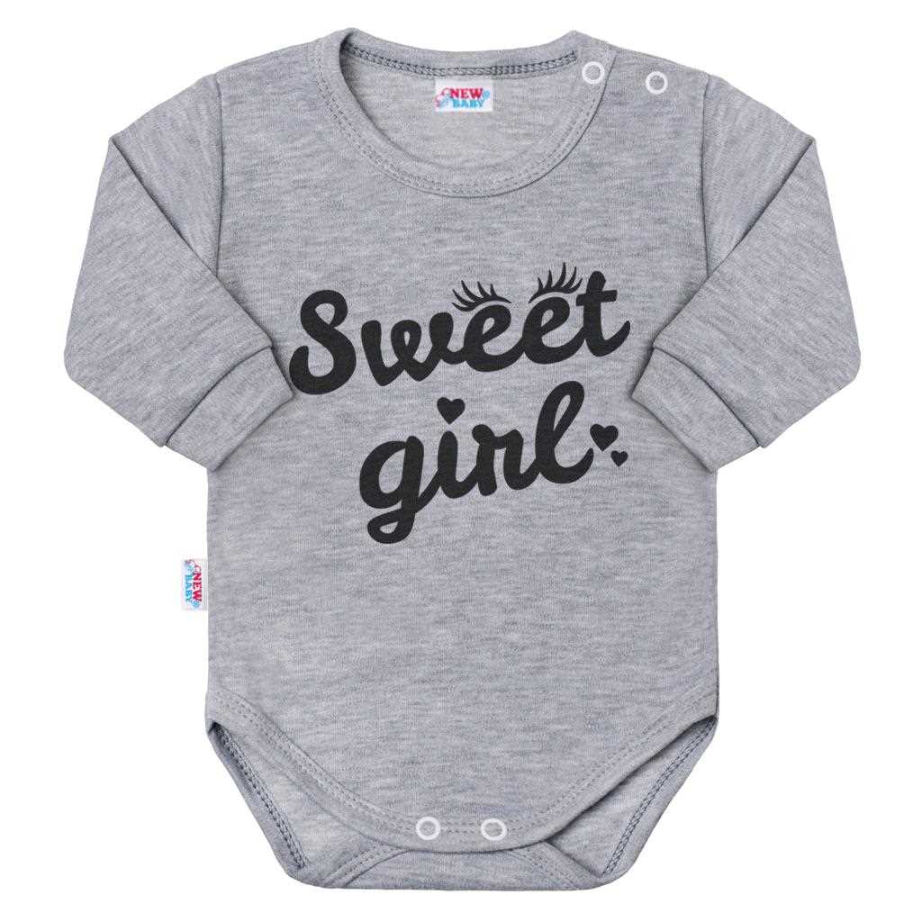 Dojčenské body s dlhým rukávom New Baby Sweet girl sivé Dojčenské body s dlhým rukávom New Baby Sweet girl sivé