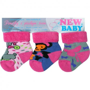 Dojčenské froté ponožky New Baby farebné - 3ks Dojčenské froté ponožky New Baby farebné - 3ks