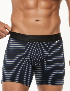 Boxeri Xtremen Microfiber Boxer Stripes Blue, 1 perechi, mărimea M Boxeri Xtremen Microfiber Boxer Stripes Blue, 1 perechi, mărimea M