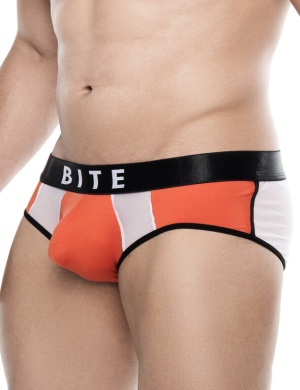 Pánské slipy BiteWear Briefs oranžovo bílé, Velikost oblečení M Pánské slipy BiteWear Briefs oranžovo bílé, Velikost oblečení M