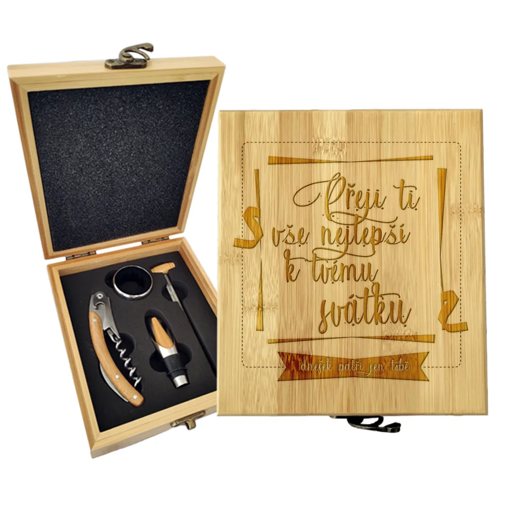 Sablio Dárková sada na víno Přeji ti vše nejlepší k tvému svátku: 147×168×49 mm