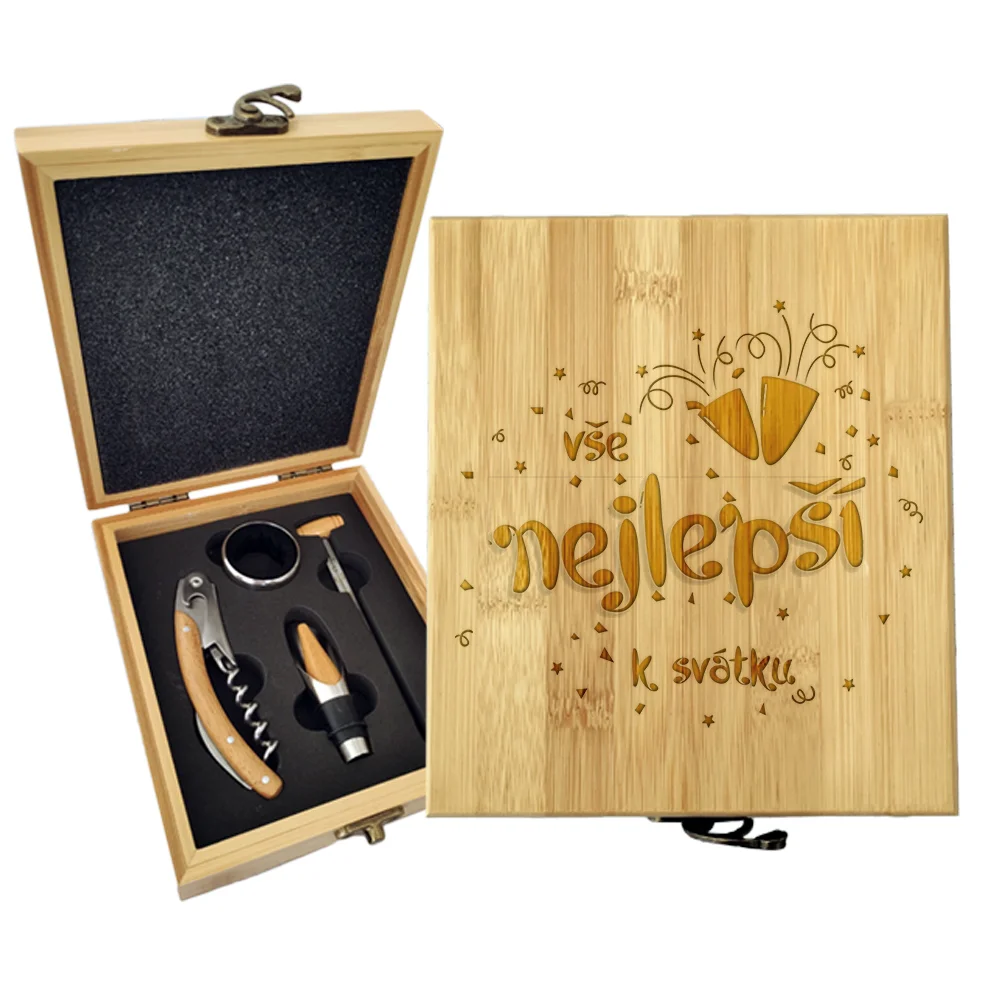 Dárková sada na víno Vše nejlepší k svátku: 147×168×49 mm