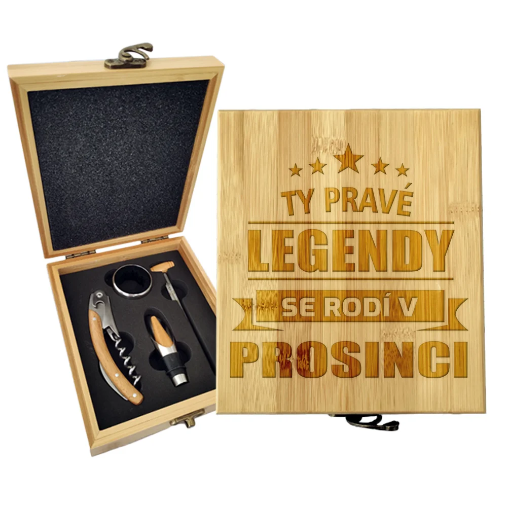 Sablio Dárková sada na víno Ty pravé legendy se rodí v prosinci: 147×168×49 mm